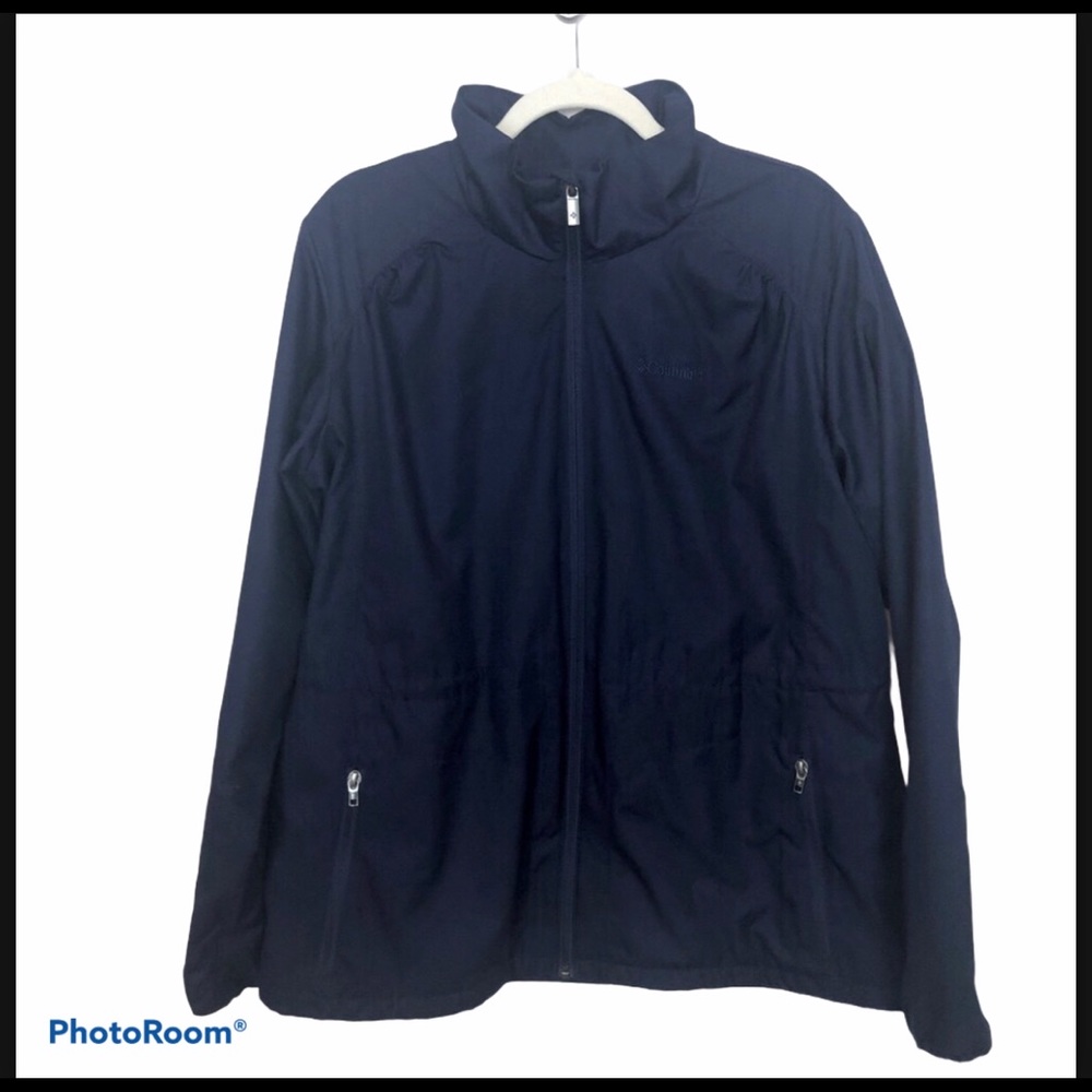 COLUMBIA Navy Zip Windbreaker Sz XL